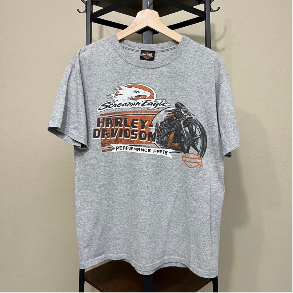 HARLEY Davidson Screamin Eagle Main Gate Grey Graphic T-Shirt